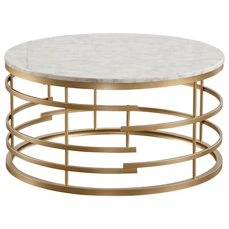 Glam Round Cocktail Table with Faux Marble Top